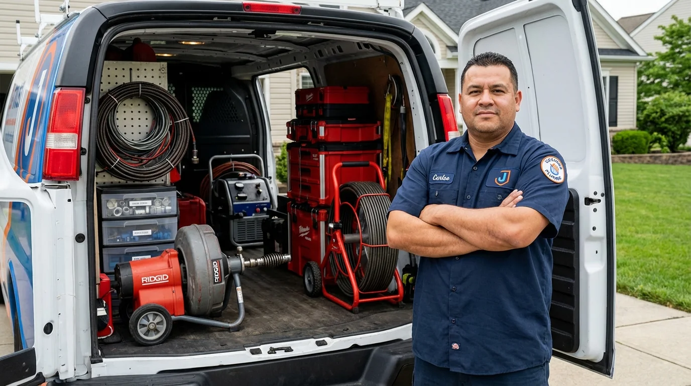 Professional drain cleaning equipment and Johns Plumbing LLC plumber in Garretson