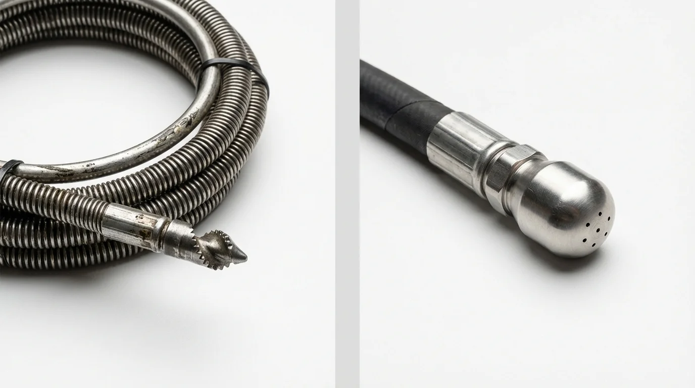 Drain snake cable and hydro jetting nozzle used for drain cleaning in Garretson, SD