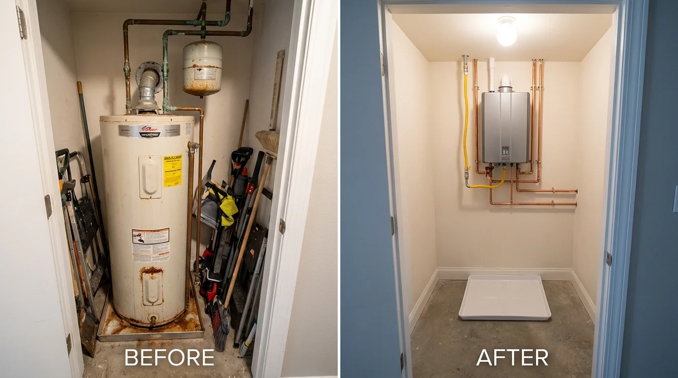 Tank water heater versus wall-mounted tankless unit comparison for Garretson, SD homeowners