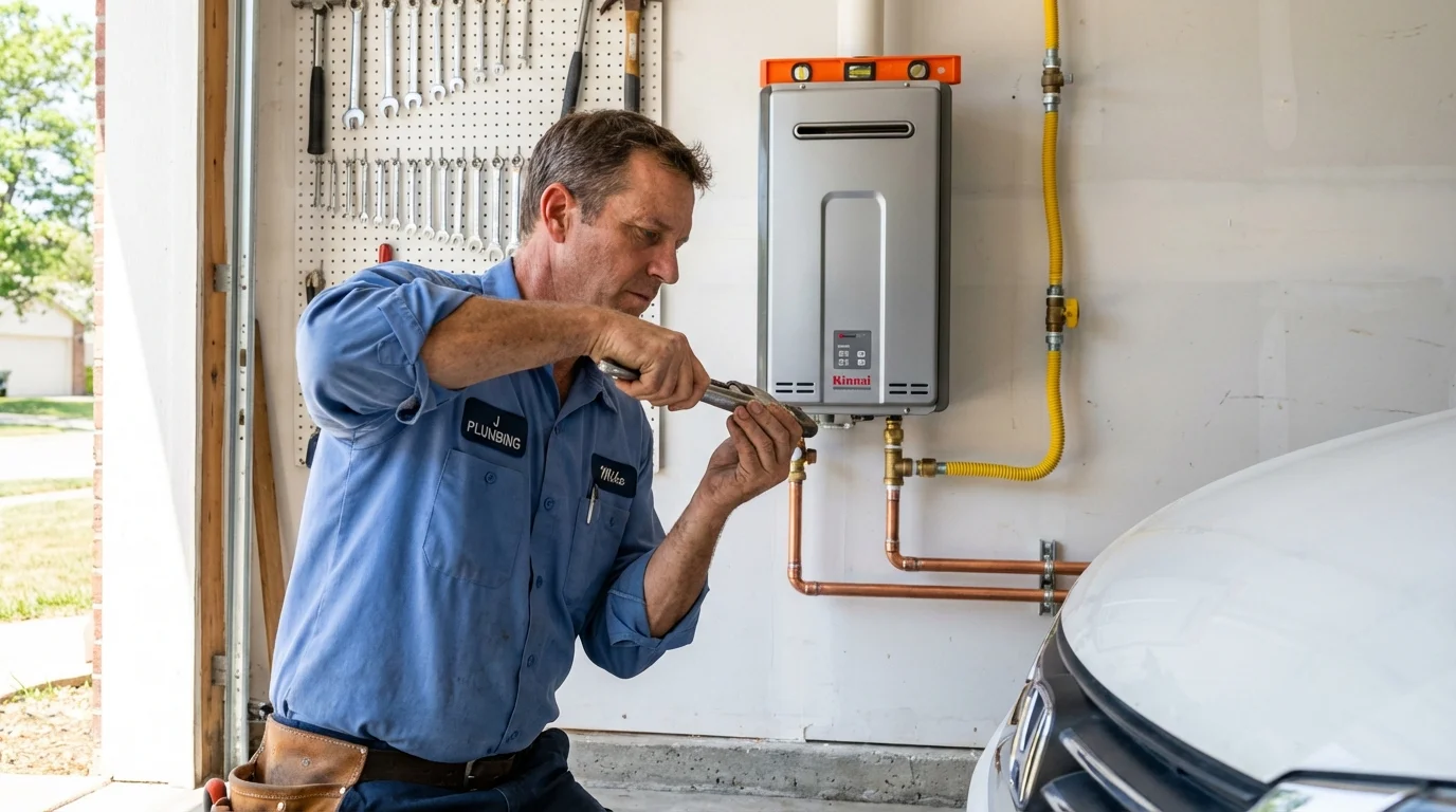 Tankless water heater installation by a Johns Plumbing LLC plumber in Garretson